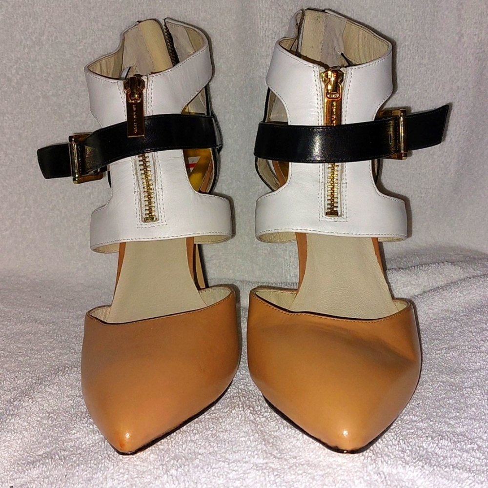 Michael Kors tri-color 4.5 inch stilettos.